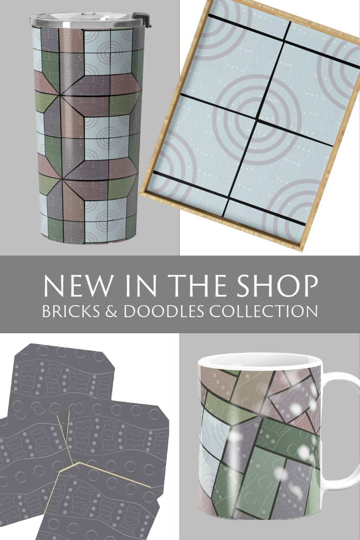 New in my Society6 Shop: Bricks & Doodles Collection