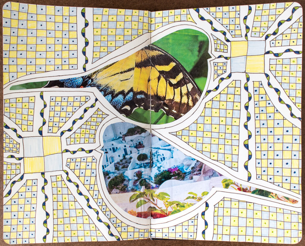 2 birds with doodles in my art journal