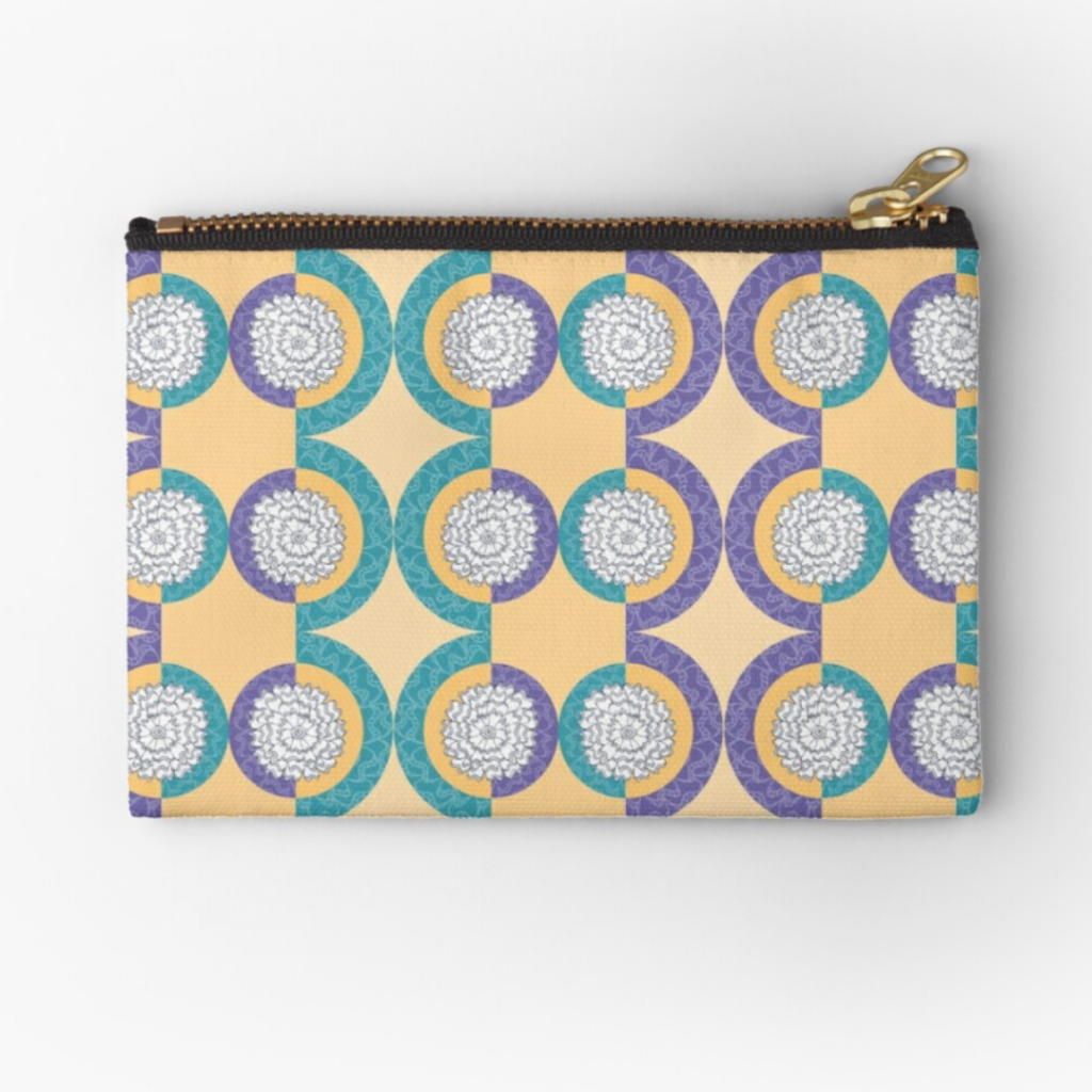 Floral Circles Zippered Pouch