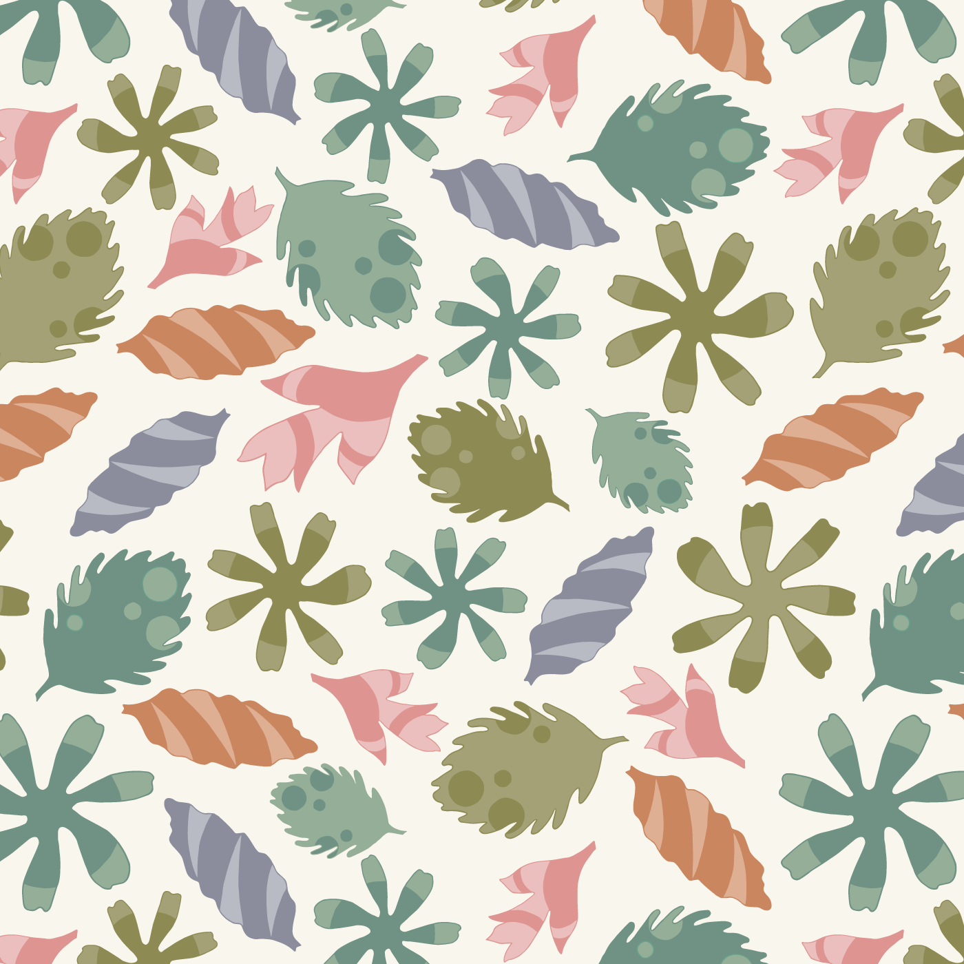 Scattered Leaves in Organic Colors