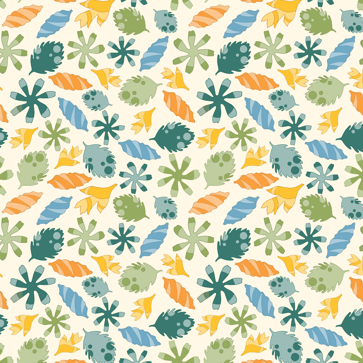 Scattered Leaves in Citrus Colors