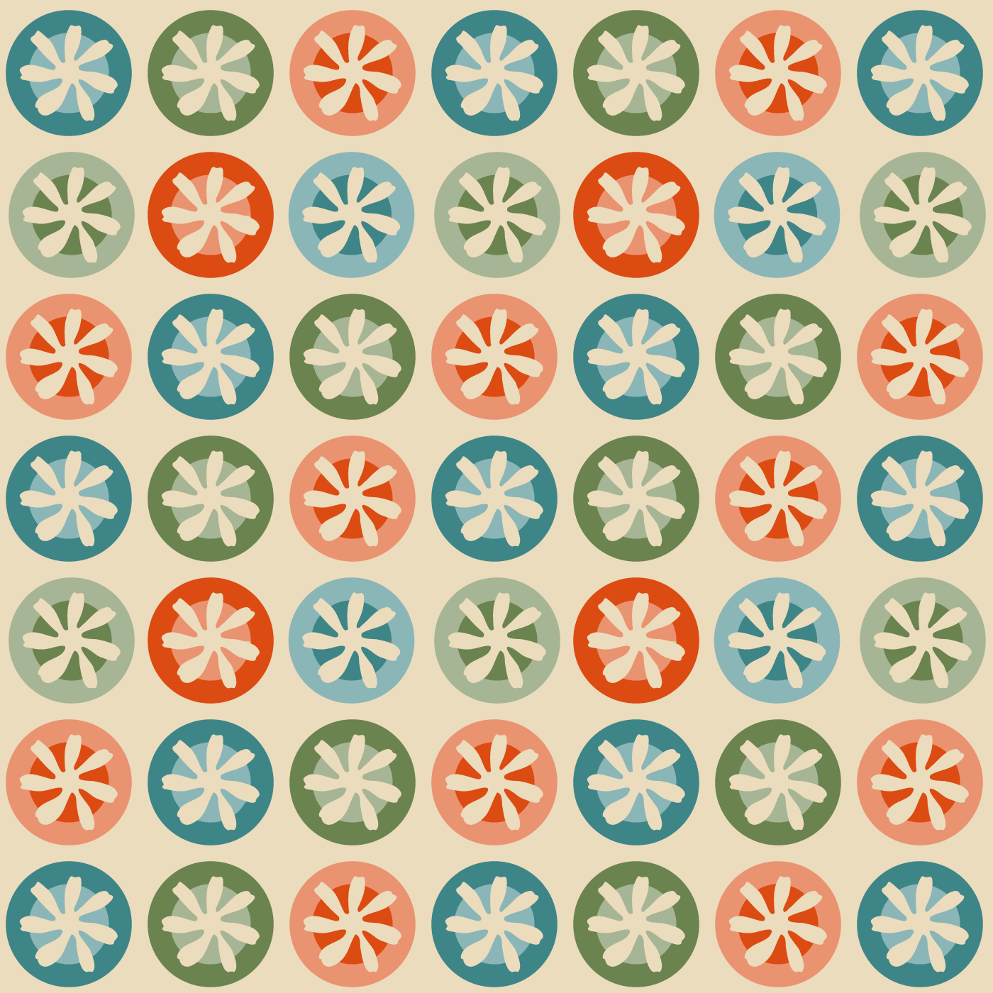 Floral Grid in Woodland Colors