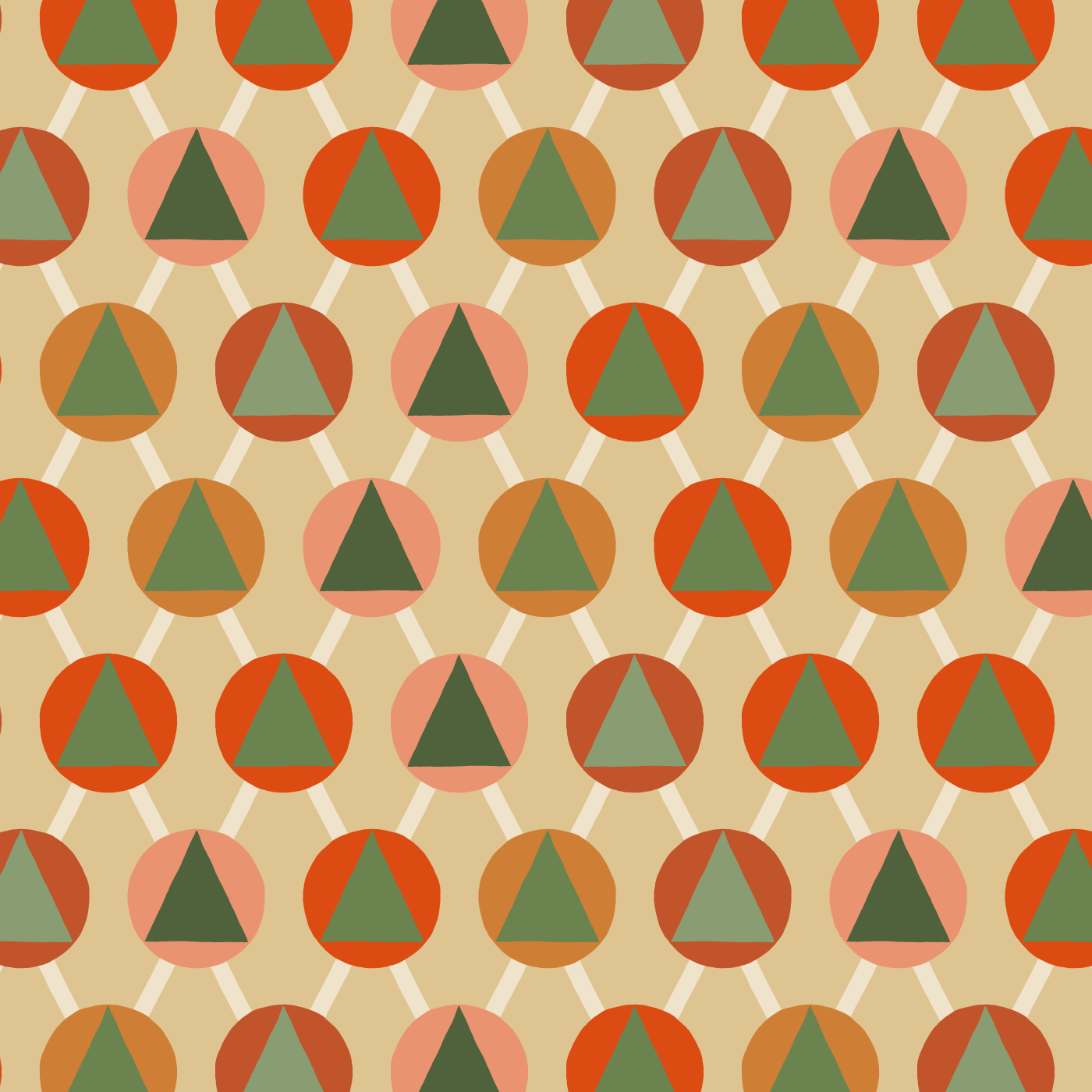Geometric Christmas Trees in Woodland Colors