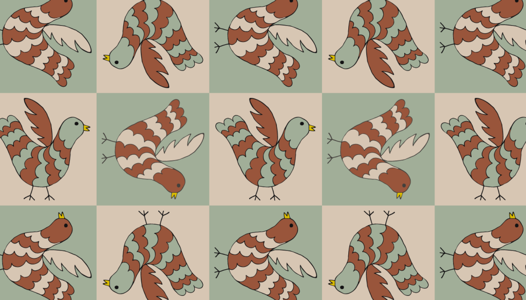 Folk Art Birds in Earthy Colors