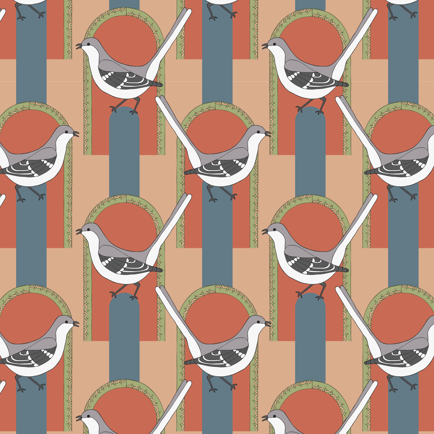 Retro Mockingbird Pattern