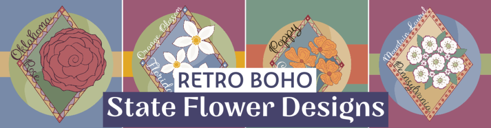 Retro Boho State Flower Designs